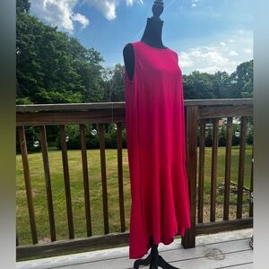 Linen Sleeveless Dress in Pink, Size Medium